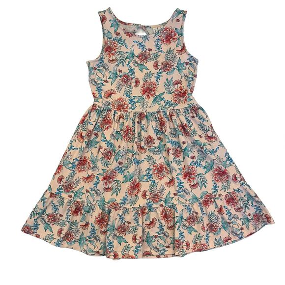 Janie and Jack Other - Janie and Jack Sleeveless Dress Girls 8 Pink Floral Skater Ruffle Jersey Stretch